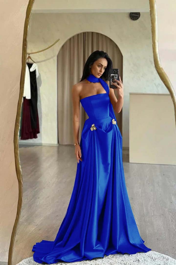 Strapless Sleeveless A Line Long Prom Dress With Ruffles Beading