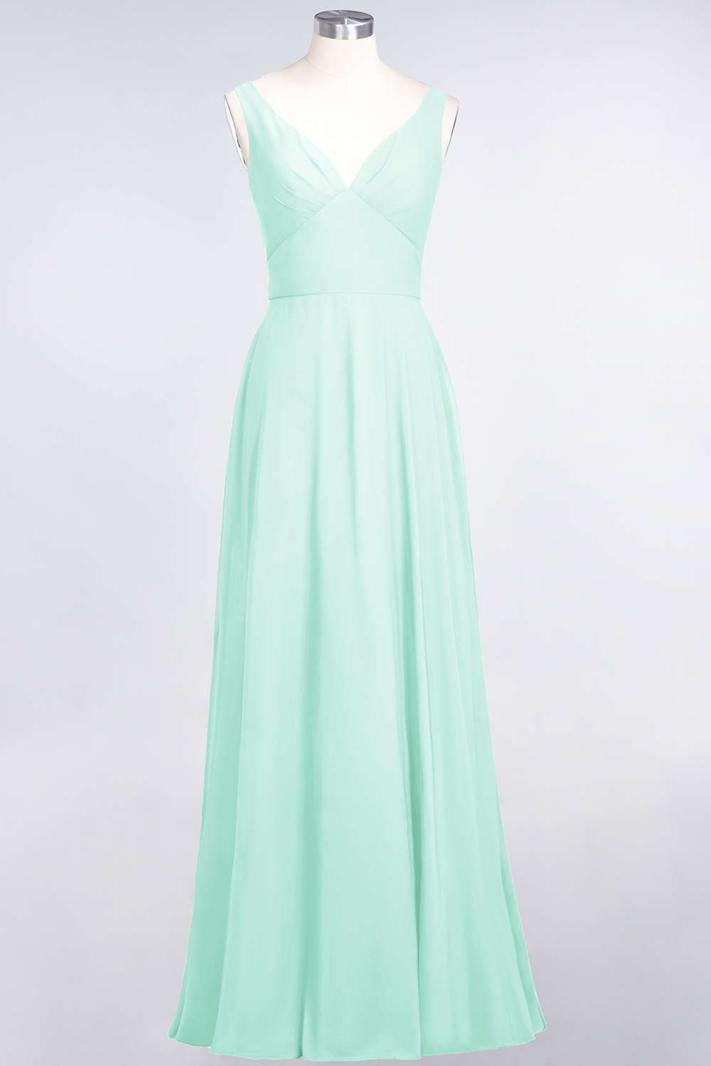 BMbridal Chic Chiffon V-Neck Straps Ruffle Affordable Bridesmaid Dresses with Open Back-BMbridal
