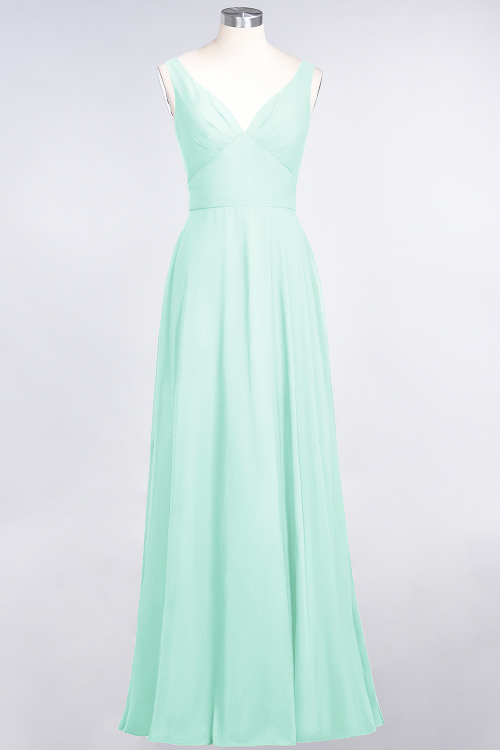 BMbridal Chic Chiffon V-Neck Straps Ruffle Affordable Bridesmaid Dresses with Open Back-BMbridal