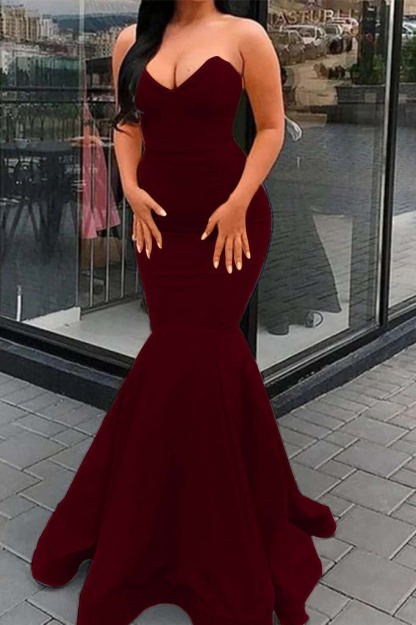 Amazing Yellow Strapless Sleeveless Sweetheart Mermaid Prom Dress