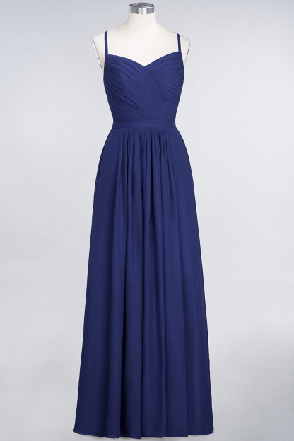 BMbridal Glamorous Spaghetti Straps Sweetheart Ruffle Chiffon Bridesmaid Dress Online-BMbridal