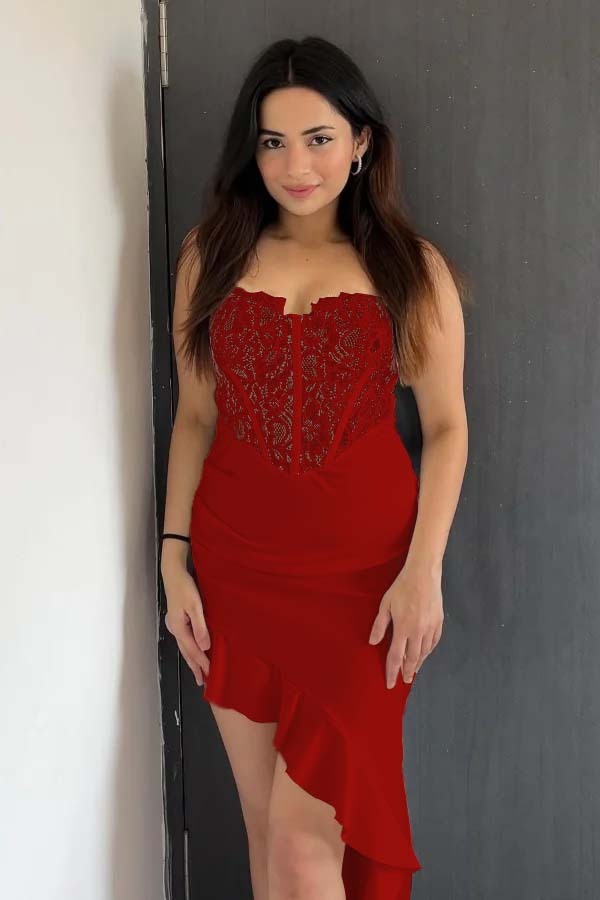 Strapless Sweetheart Sleeveless Prom Dress With Pleated Ruffle