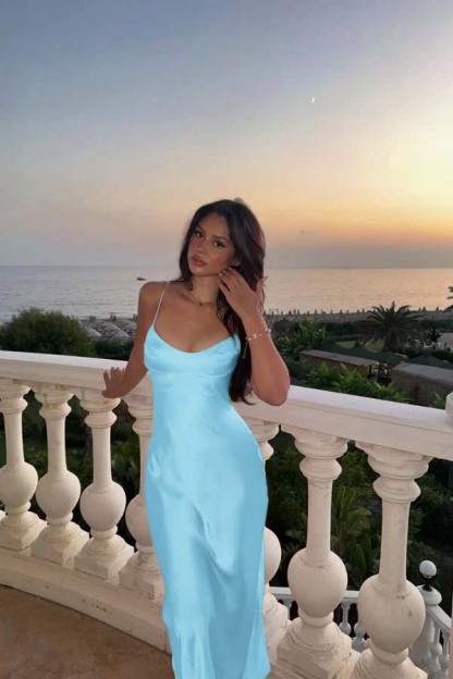 Spaghetti Strap Sleeveless Long Mermaid Prom Dress With Pleated