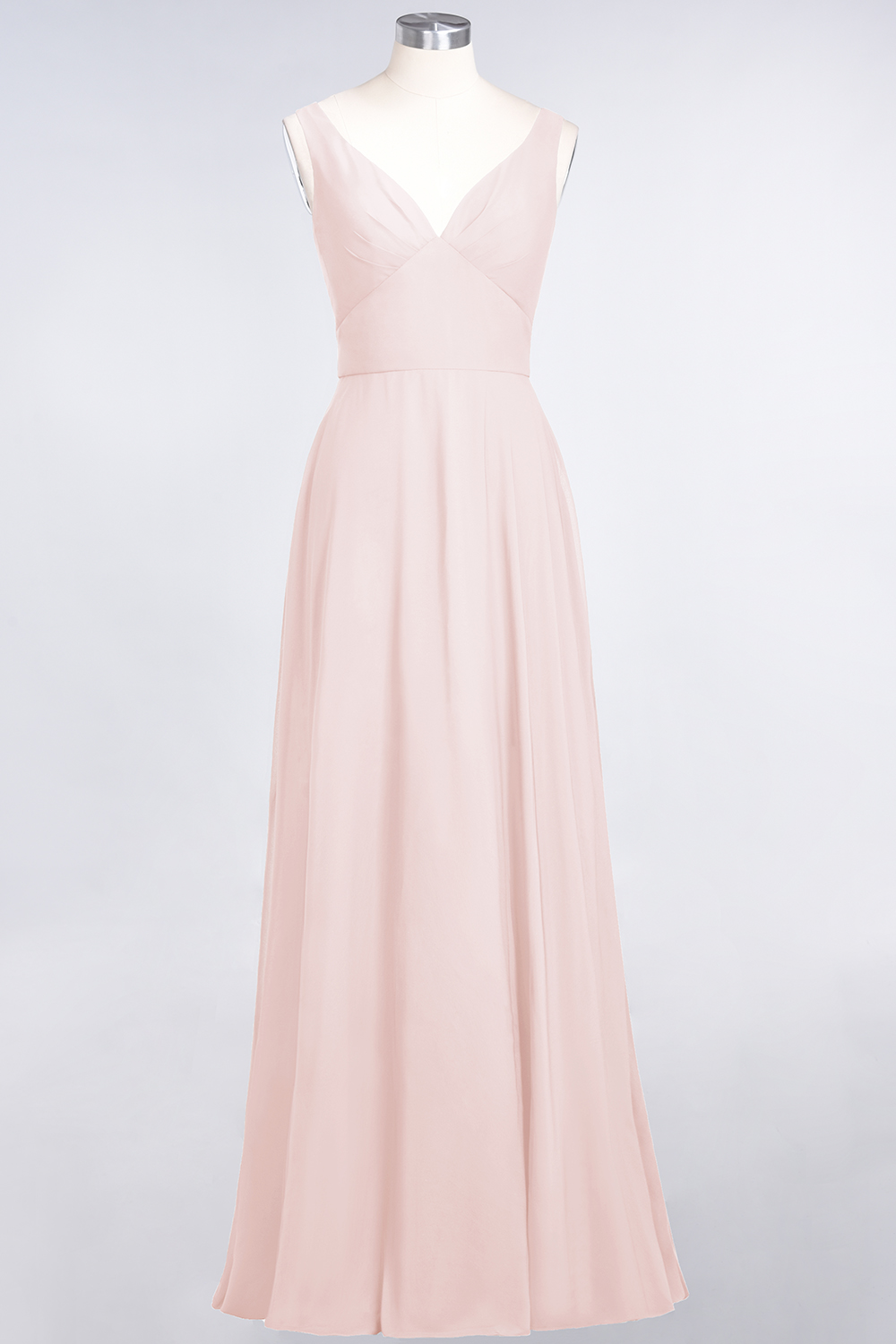 BMbridal Chic Chiffon V-Neck Straps Ruffle Affordable Bridesmaid Dresses with Open Back-BMbridal