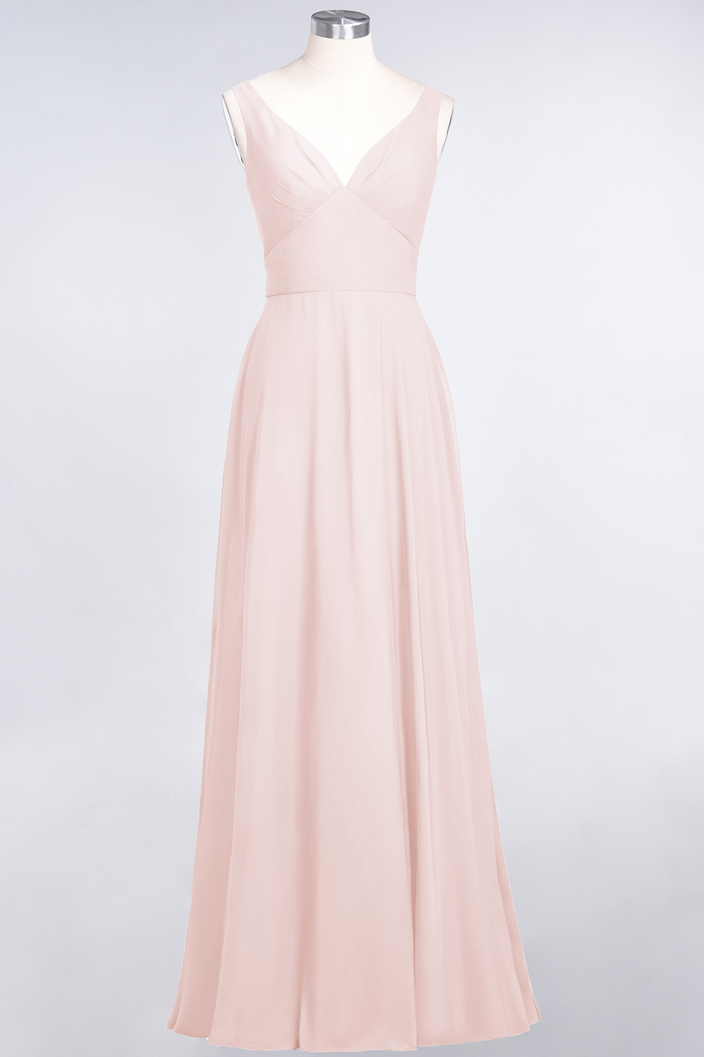 BMbridal Chic Chiffon V-Neck Straps Ruffle Affordable Bridesmaid Dresses with Open Back-BMbridal