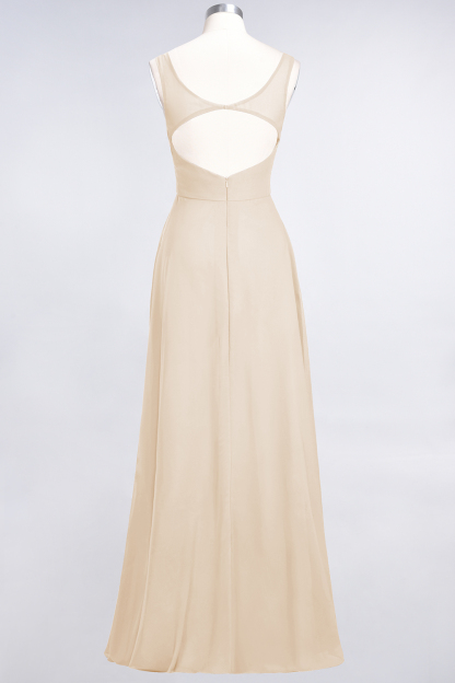 BMbridal Chic Chiffon V-Neck Straps Ruffle Affordable Bridesmaid Dresses with Open Back-BMbridal
