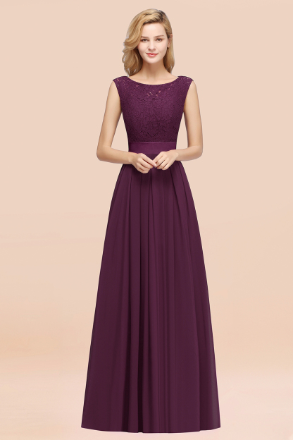 BMbridal Vintage Sleeveless Lace Bridesmaid Dresses Affordable Chiffon Wedding Party Dress Online-BMbridal