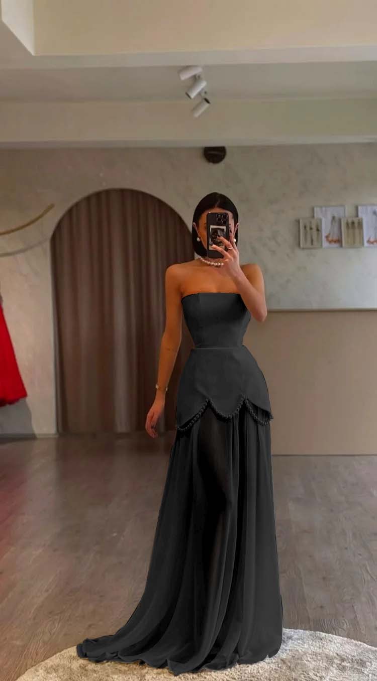 White Strapless Sleeveless Long Prom Dress With Pleated Beading