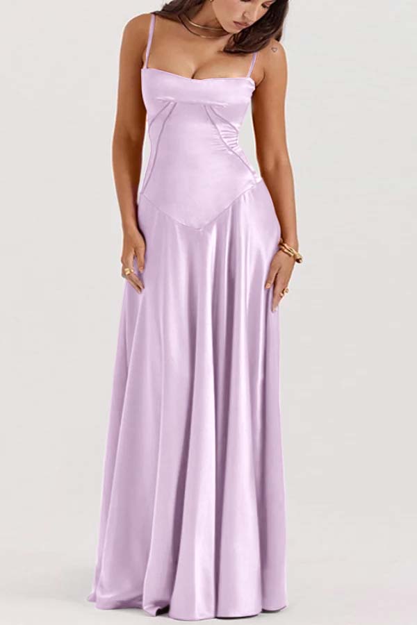 Spaghetti Strap Sleeveless Long Prom Dress With Pleated Ruffle