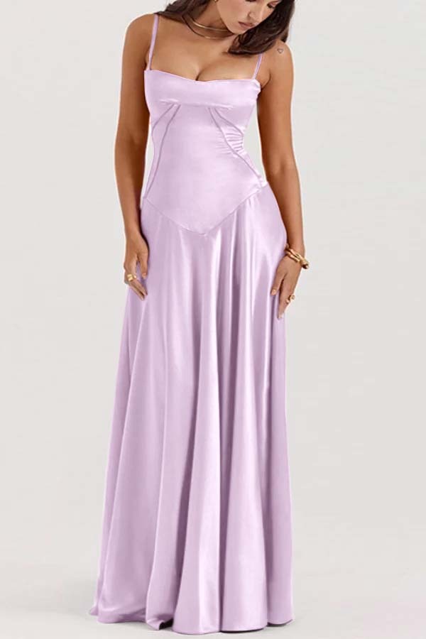 Spaghetti Strap Sleeveless Long Prom Dress With Pleated Ruffle