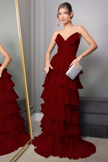 Spaghetti Strap V Neck Sleeveless Long Prom Dress With Pleated