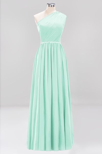 BMbridal Modest One-shoulder Royal Blue Affordable Bridesmaid Dress with Beadings-BMbridal