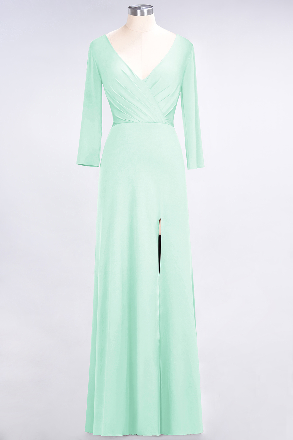 BMbridal Popular Spandex Long-Sleeves Burgundy Bridesmaid Dresses with Side-Slit-BMbridal