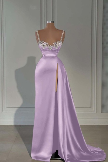 Spaghetti Strap Sleeveless Long Mermaid Prom Dress With Split