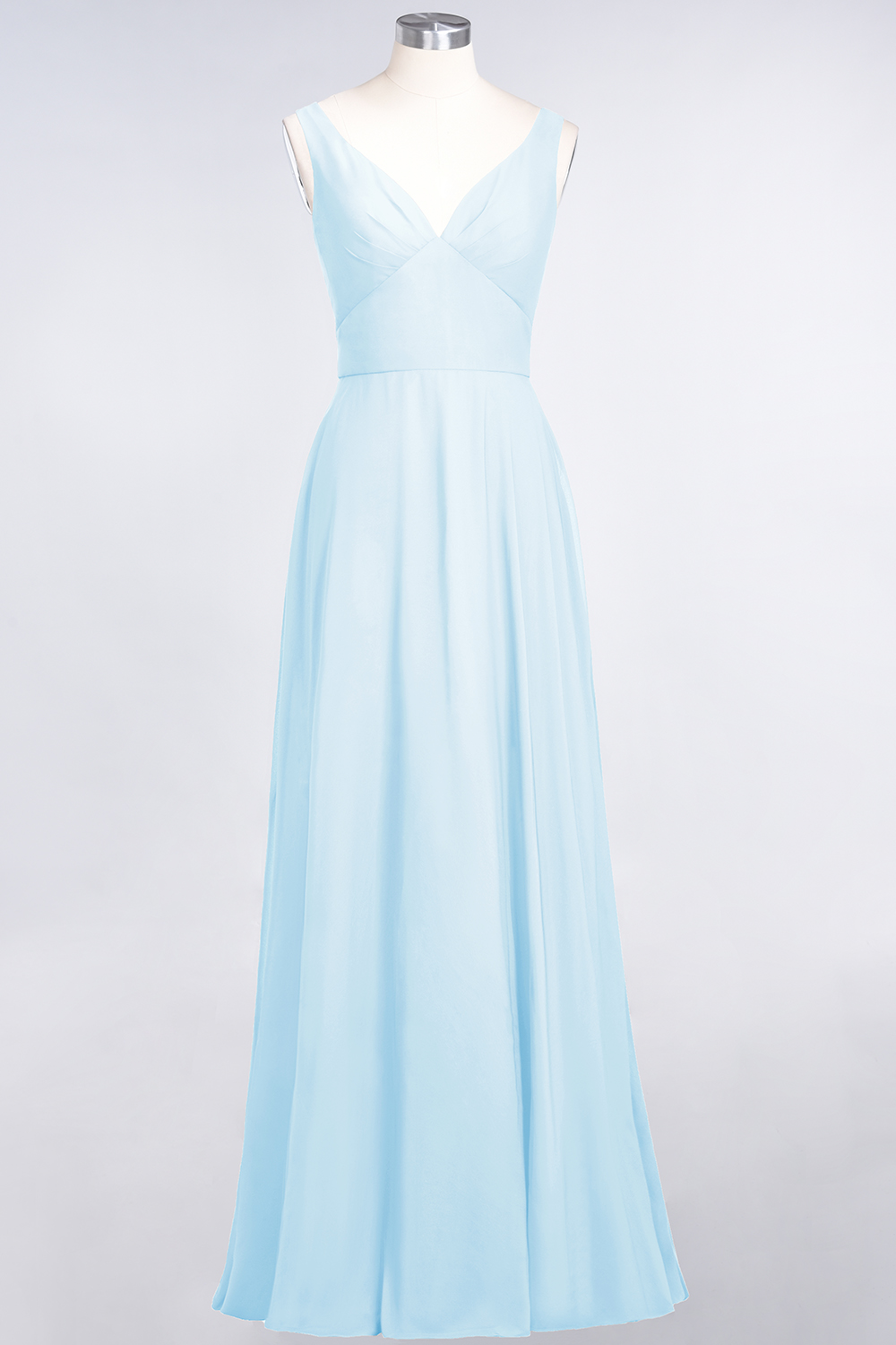 BMbridal Chic Chiffon V-Neck Straps Ruffle Affordable Bridesmaid Dresses with Open Back-BMbridal