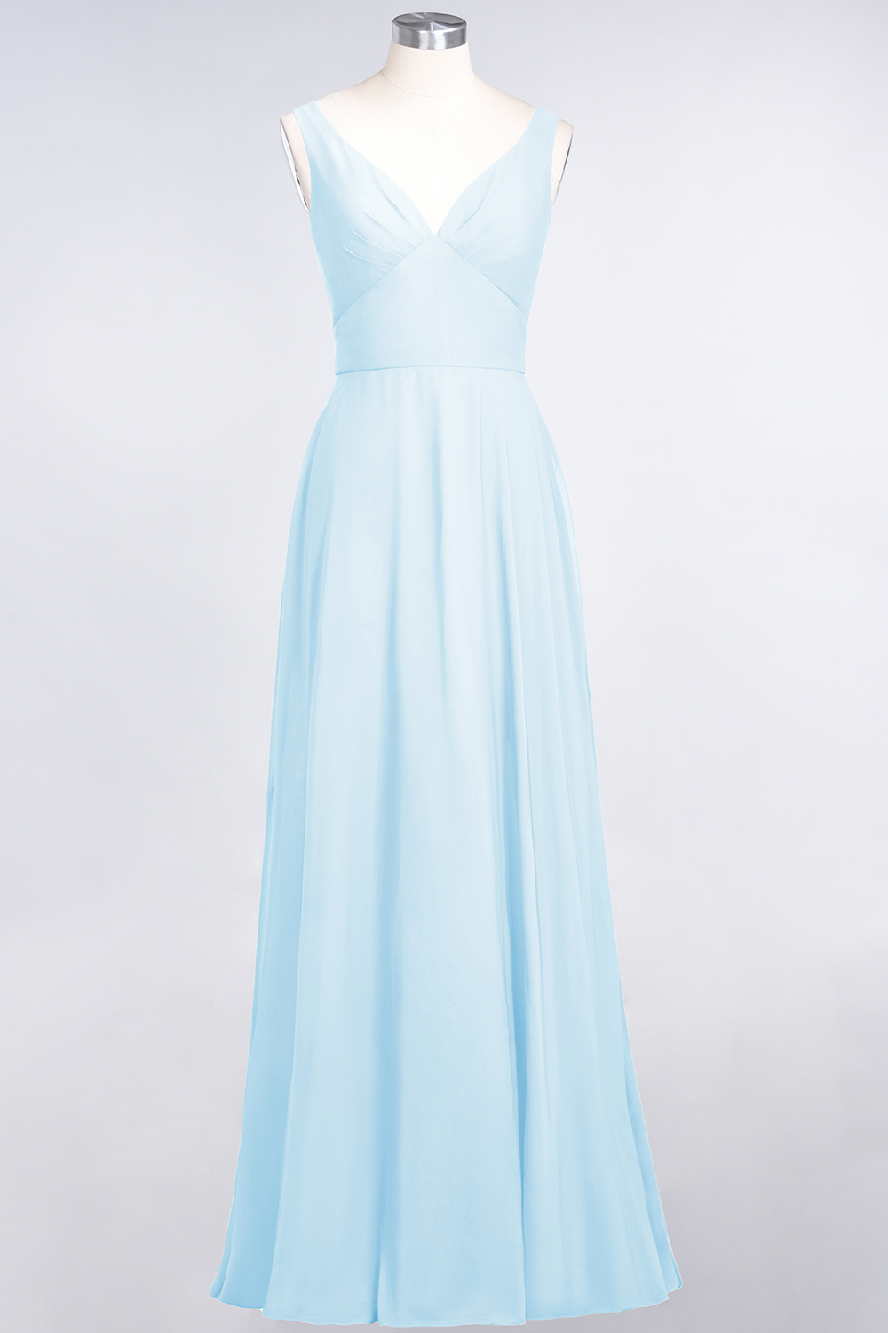 BMbridal Chic Chiffon V-Neck Straps Ruffle Affordable Bridesmaid Dresses with Open Back-BMbridal