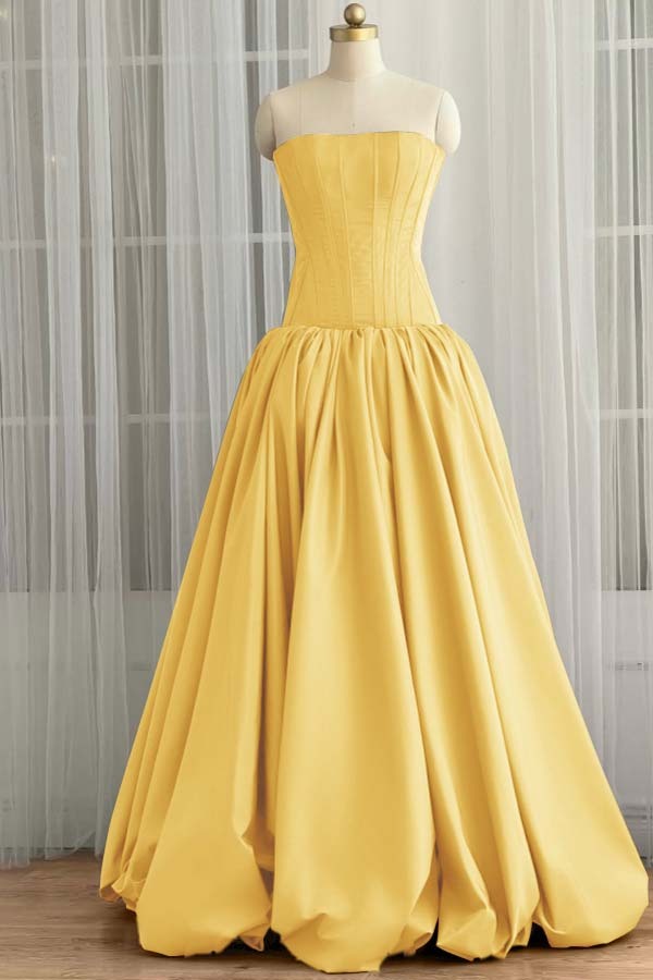 Sleeveless Strapless Long Ball Gown Prom Dress With Pleated