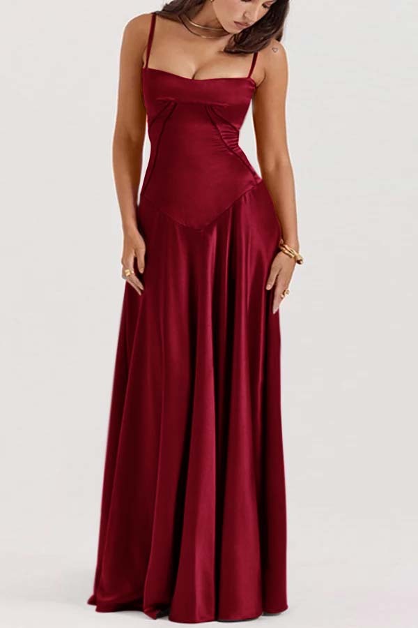 Spaghetti Strap Sleeveless Long Prom Dress With Pleated Ruffle