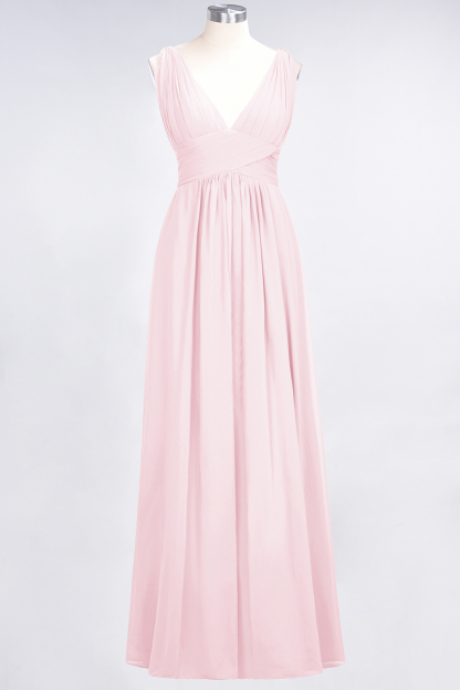 BMbridal Elegant V-Neck Burgundy Chiffon Affordable Bridesmaid Dress with Ruffle-BMbridal