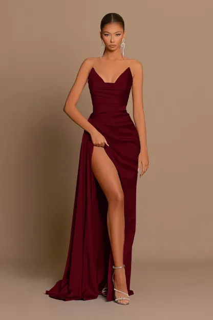 Amazing Blue Mermaid Strapless Sleeveless Prom Dress Unique Style For Party