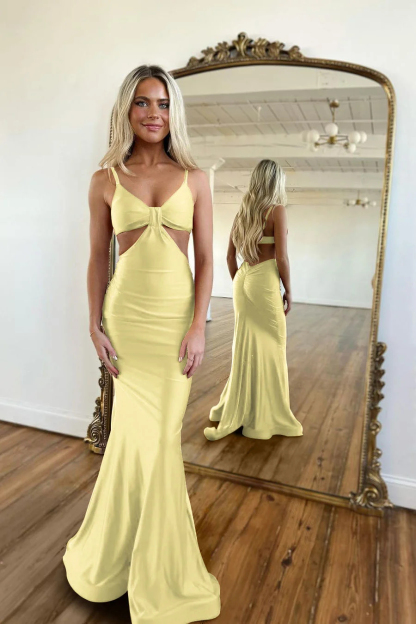 Red Waistless Sleeveless Tight Fitting Spaghetti Strap Mermaid Prom Dress