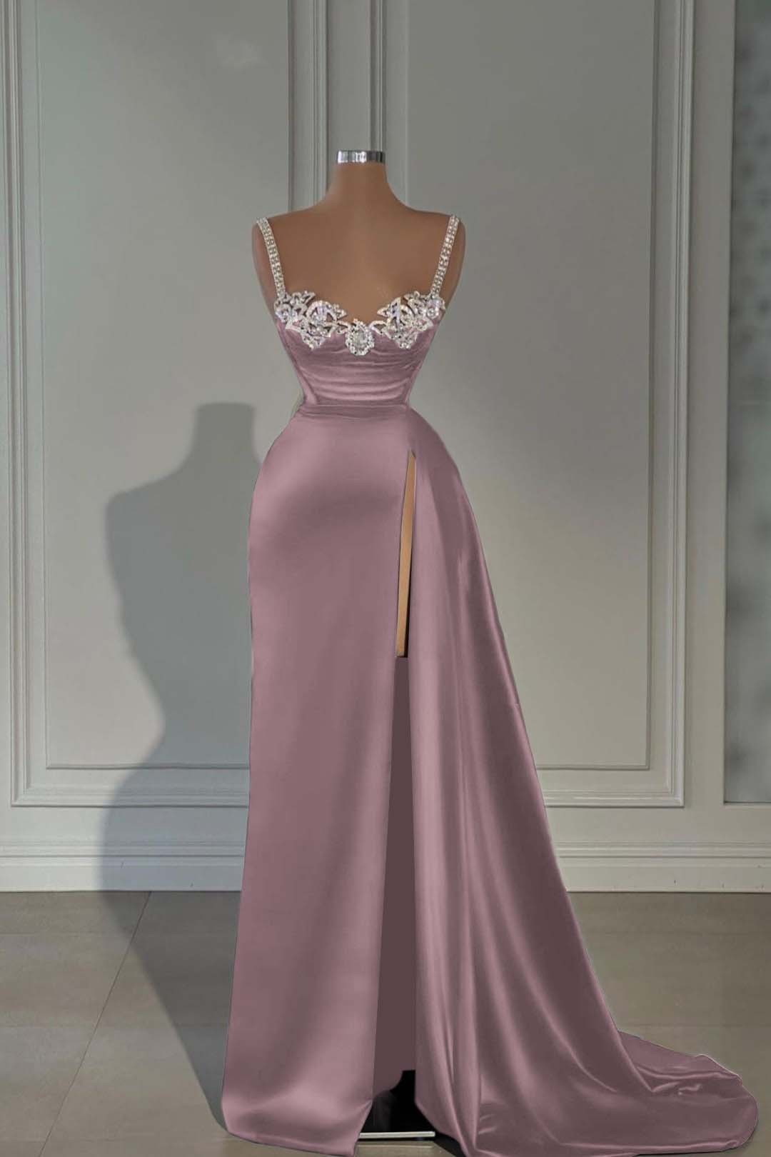 Spaghetti Strap Sleeveless Long Mermaid Prom Dress With Split