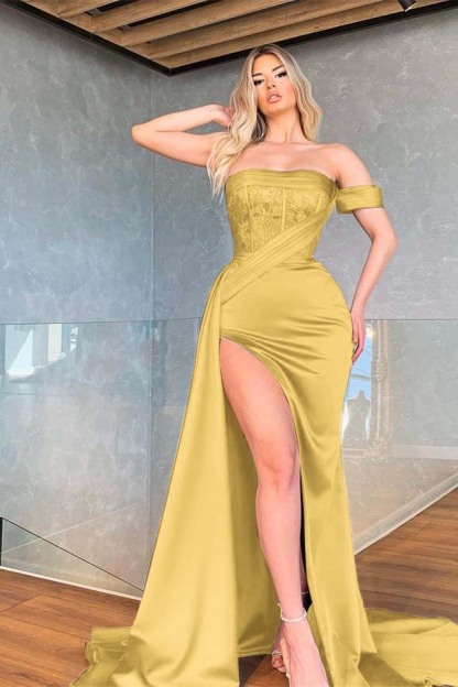 Royal Blue Mermaid One Shoulder Sequins Long Prom Dress With Side Split