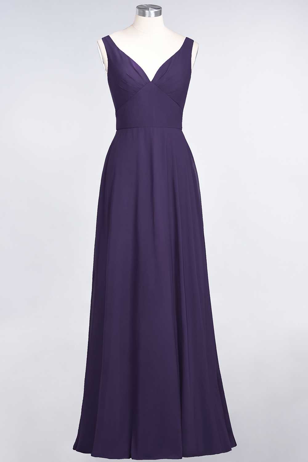 BMbridal Chic Chiffon V-Neck Straps Ruffle Affordable Bridesmaid Dresses with Open Back-BMbridal