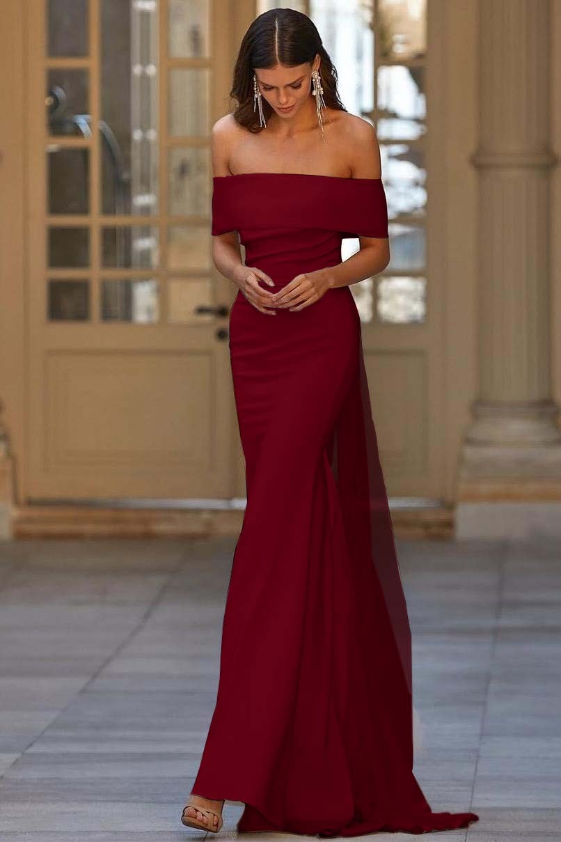 Off the Shoulder Strapless Mermaid Long Prom Dress With Tulle