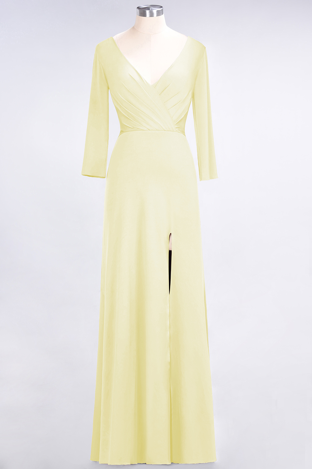 BMbridal Popular Spandex Long-Sleeves Burgundy Bridesmaid Dresses with Side-Slit-BMbridal