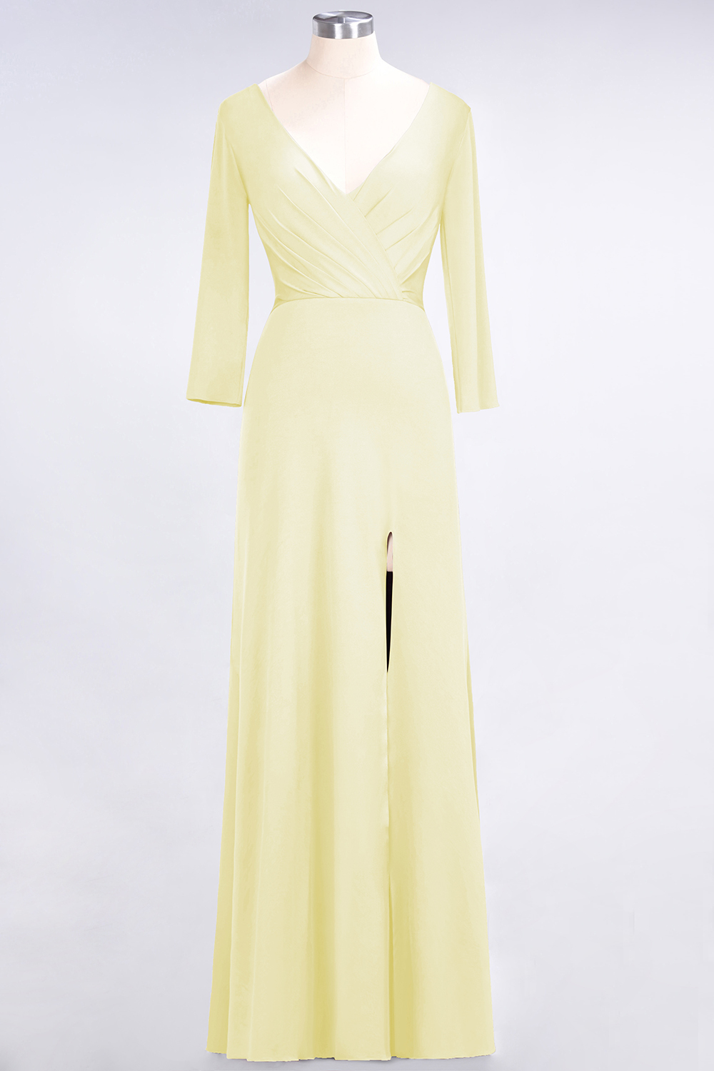 BMbridal Popular Spandex Long-Sleeves Burgundy Bridesmaid Dresses with Side-Slit-BMbridal