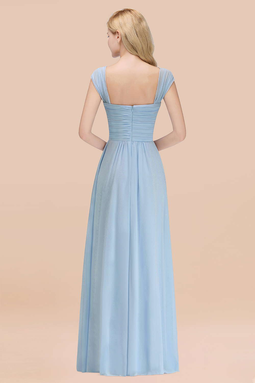 BMbridal Modest Chiffon Sweetheart Sleeveless Affordable Bridesmaid Dresses with Ruffles-BMbridal