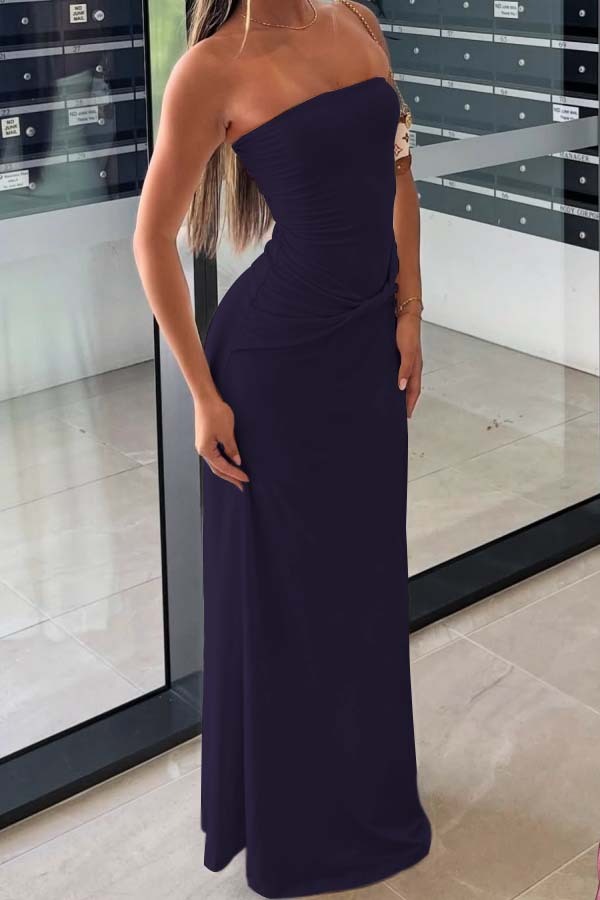 Chic Strapless Sleeveless Long Mermaid Prom Dress With Pleated