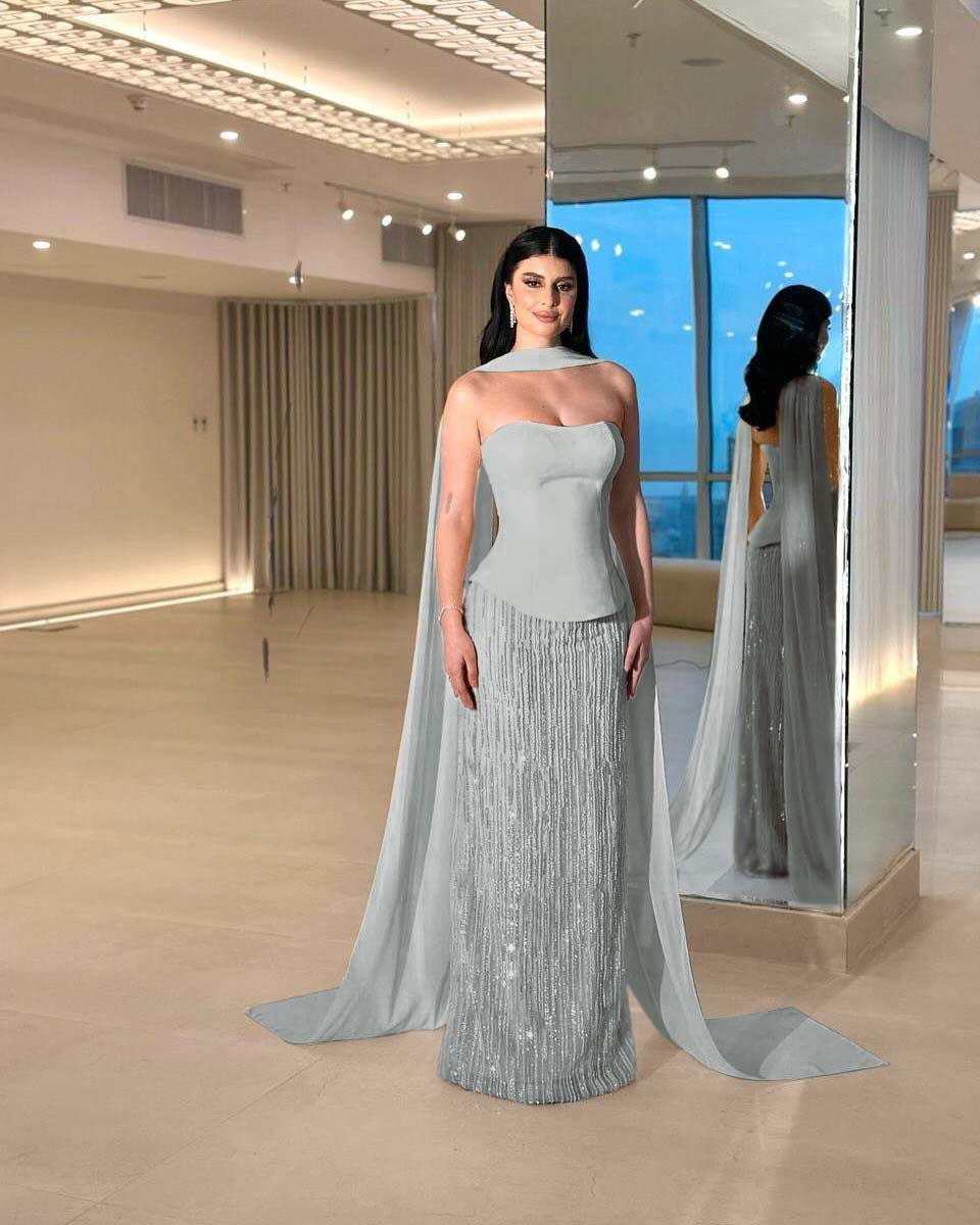 Charming Strapless Sleeveless Long Prom Dress With Beading Pleated