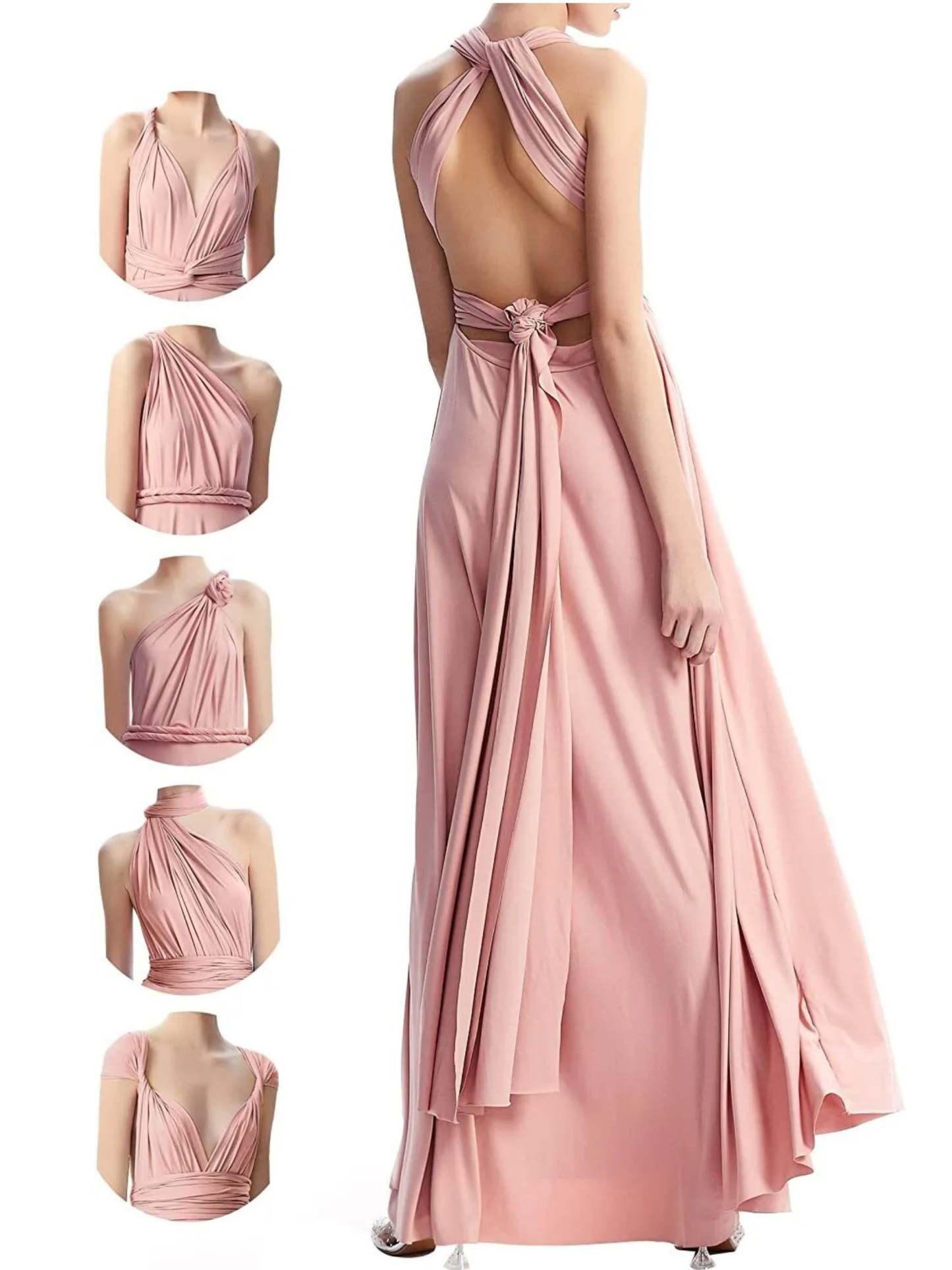 Convertible Floor-Length Sleeveless Bridesmaid Dress in A-Line/Princess Style