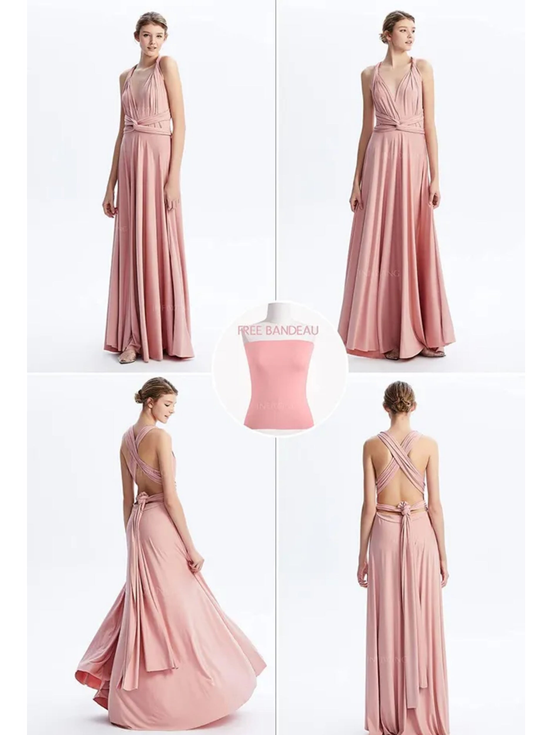 Convertible Floor-Length Sleeveless Bridesmaid Dress in A-Line/Princess Style