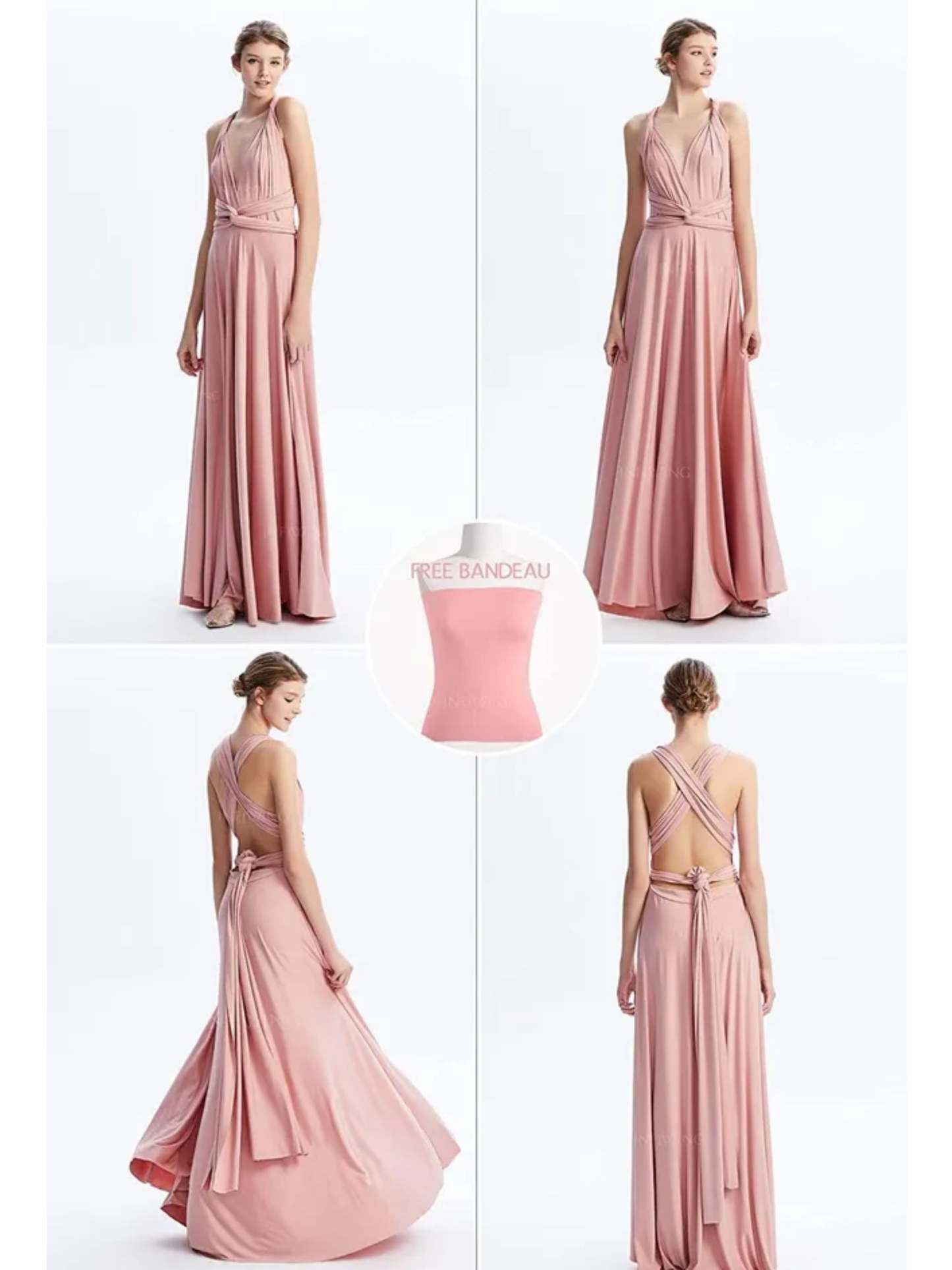 Convertible Floor-Length Sleeveless Bridesmaid Dress in A-Line/Princess Style
