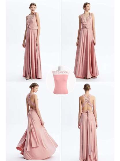 Convertible Floor-Length Sleeveless Bridesmaid Dress in A-Line/Princess Style