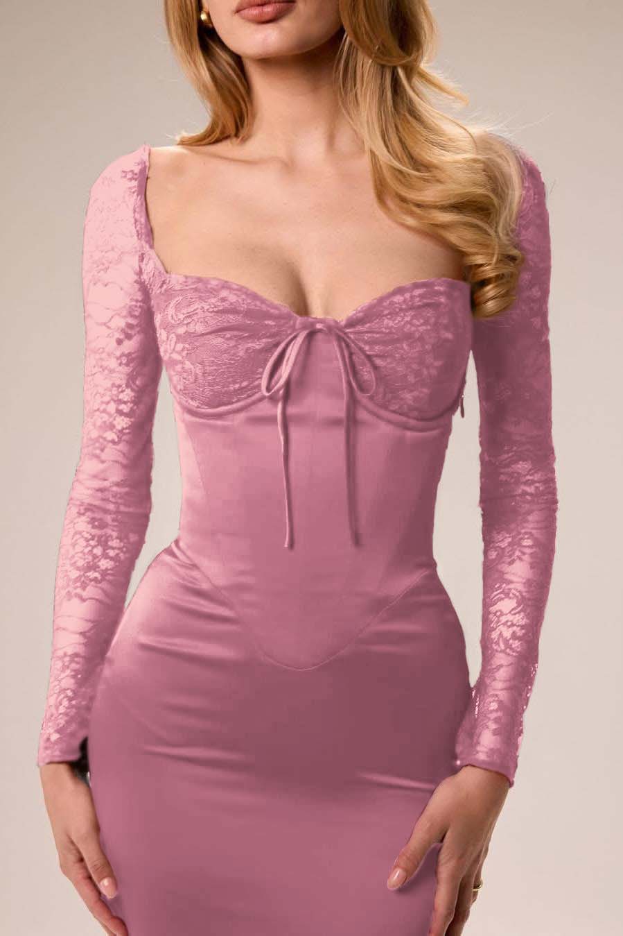 Long Sleeves Mermaid Split Long Ruffles Prom Dress With Pleated