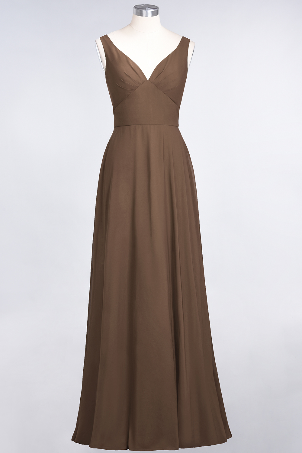 BMbridal Chic Chiffon V-Neck Straps Ruffle Affordable Bridesmaid Dresses with Open Back-BMbridal