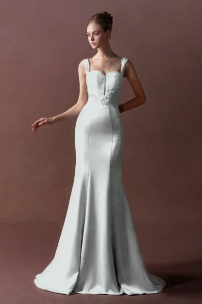 Straps Sleeveless Long Mermaid Prom Dress With Pleated Sequins