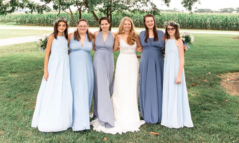 BMbridal Convertible Dusty Blue Spandex Bridesmaid Dress One Size-BMbridal