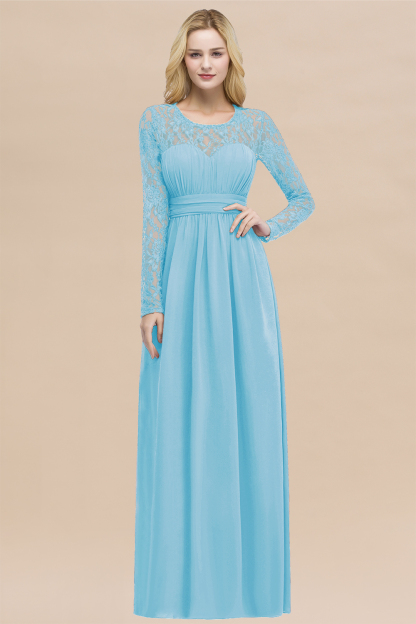 BMbridal Elegant Lace Burgundy Bridesmaid Dresses Online with Long Sleeves-BMbridal