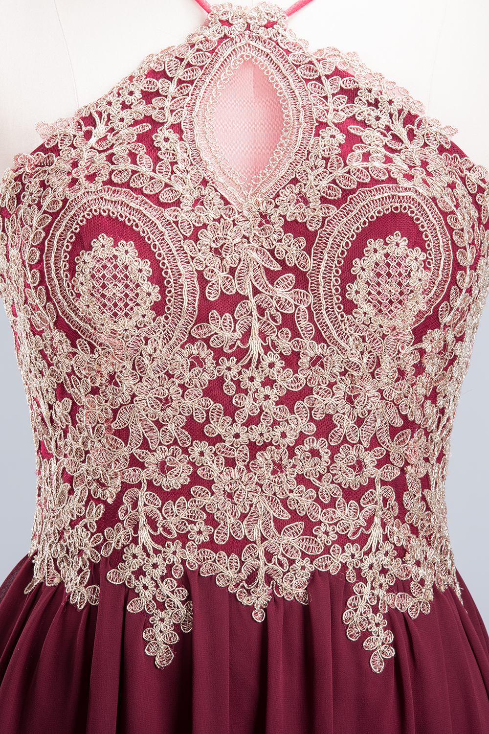 BMbridal Chic Spaghetti Straps Long Burgundy Backless Bridesmaid Dress with Appliques-BMbridal