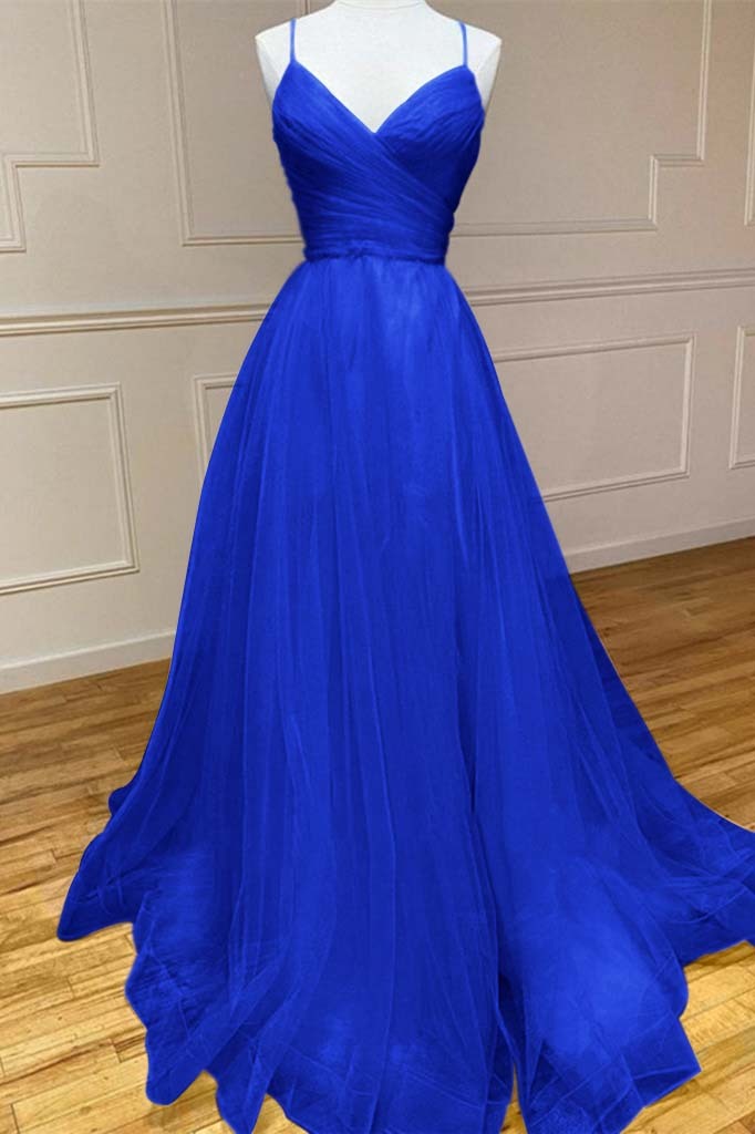 Amazing Yellow Spaghetti Strap Sleeveless V Neck Prom Dress String Back