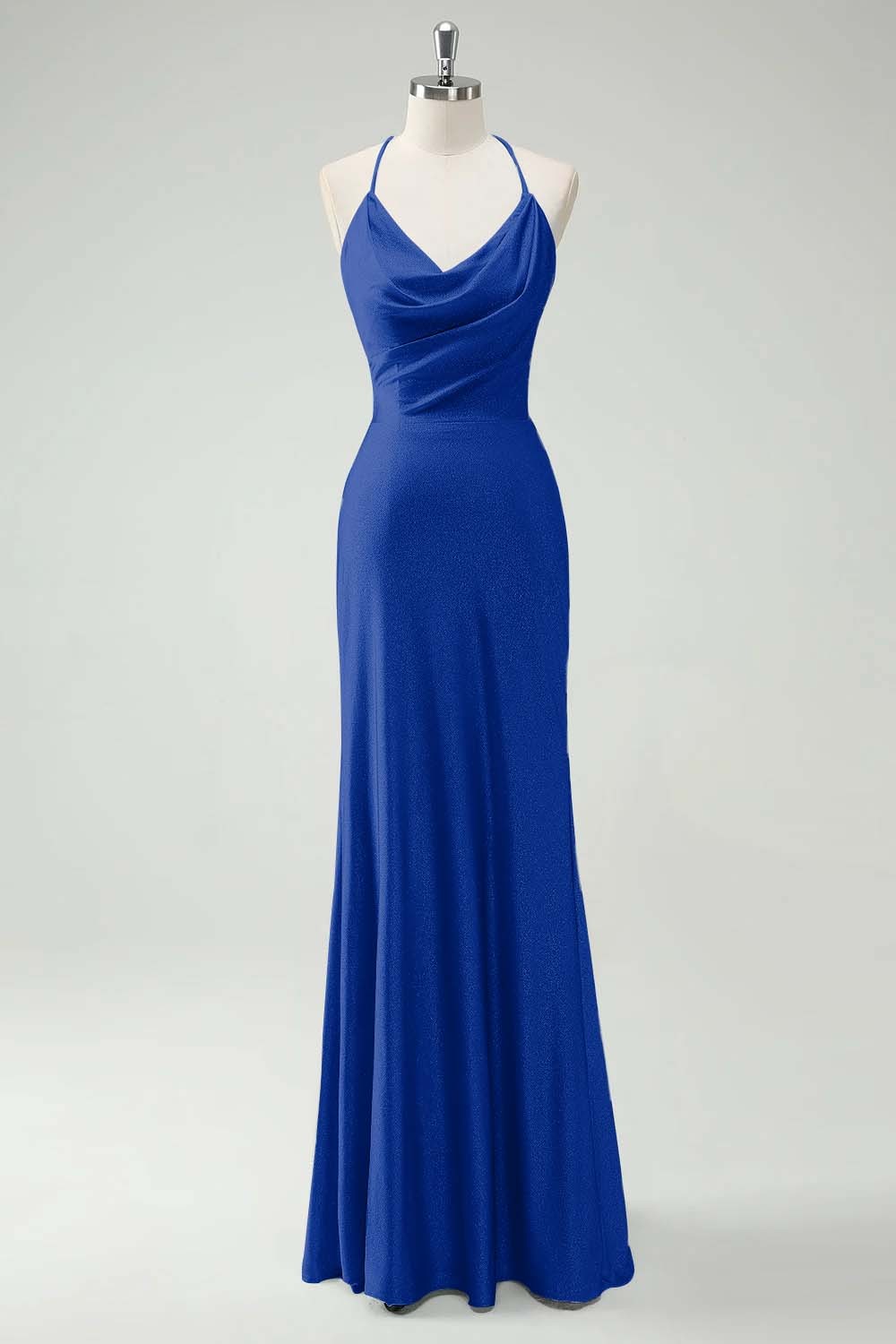 Chic Halter Sleeveless Long Mermaid Prom Dress With Pleated