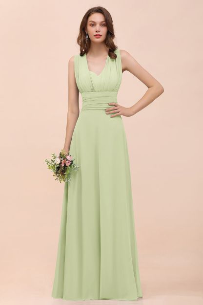 BMbridal New Arrival Dusty Blue Ruched Long Convertible Bridesmaid Dresses-BMbridal