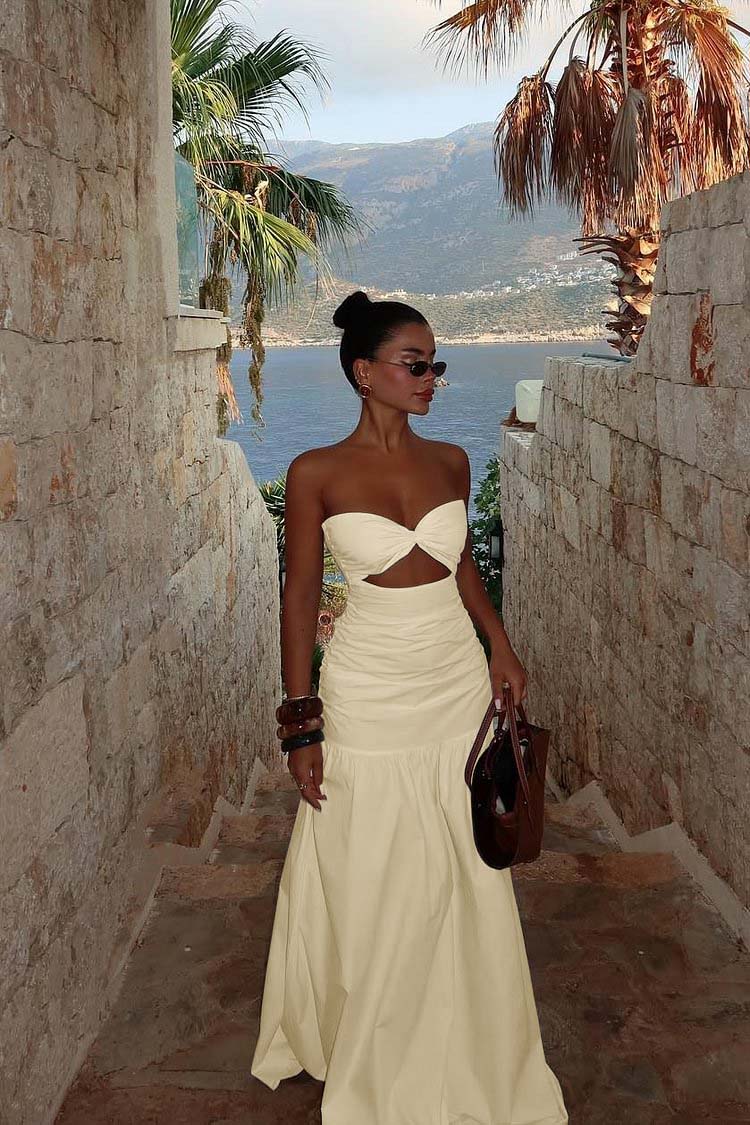 Strapless Sweetheart Sleeveless Long Prom Dress With Pleated