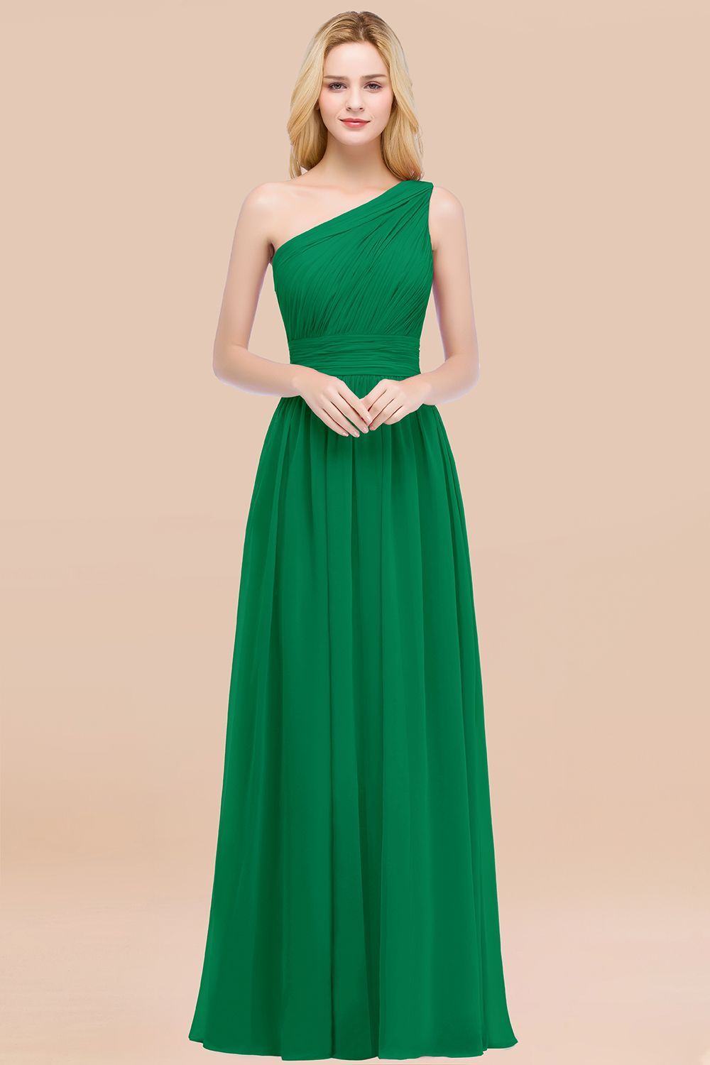BMbridal Chic One-shoulder Sleeveless Burgundy Chiffon Bridesmaid Dresses Online-BMbridal