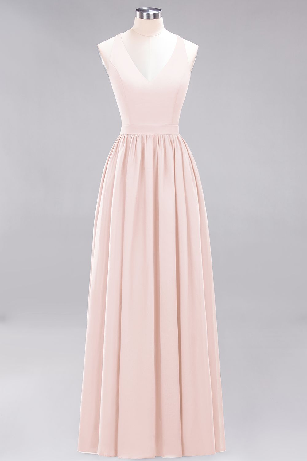 BMbridal Affordable Chiffon V-Neck Sleeveless Lace Bridesmaid Dress Online-BMbridal
